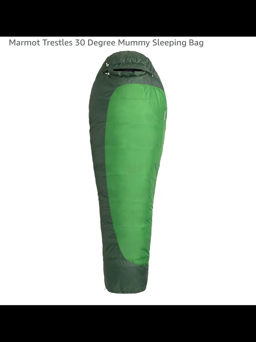 Marmot Two-Tone Green Mummy Sleeping Bag